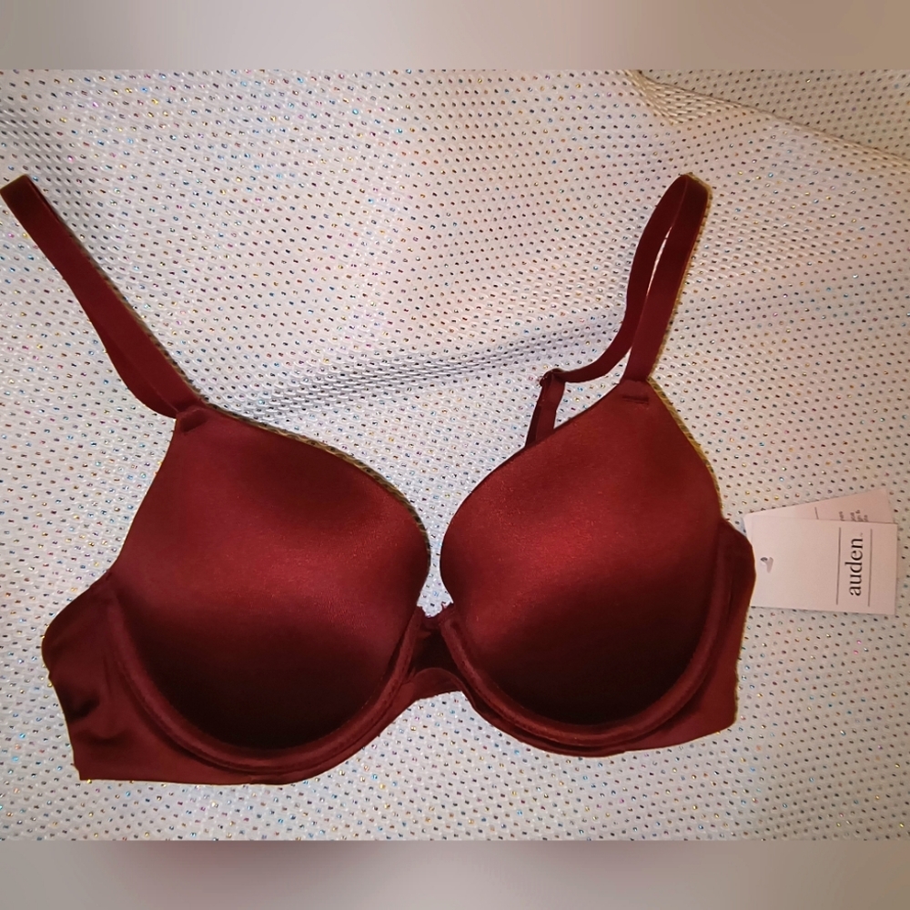 Auden The Icon Crimson Berry Full Coverage Lightly Lined T-Shirt Bra Size 32B - Picture 5 of 10